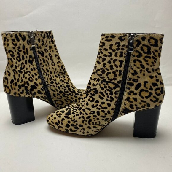 HALOGEN Leopard Calf Hair Ankle Bootie Chelsea Size 9 - Picture 6 of 9